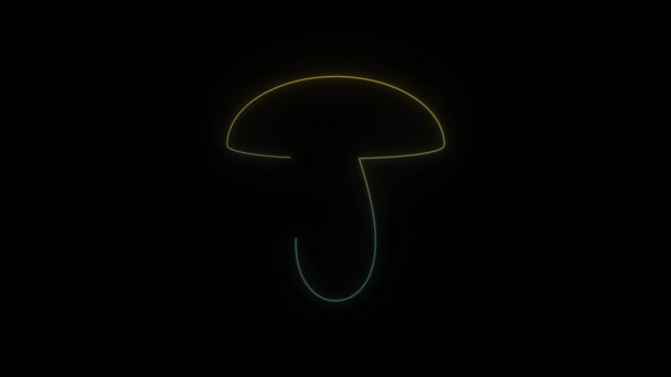 Glowing neon mushroom icon on black background. gifts of nature. mushrooms grow in the forest. 4K video animation for motion graphics and compositing. - Footage, Video