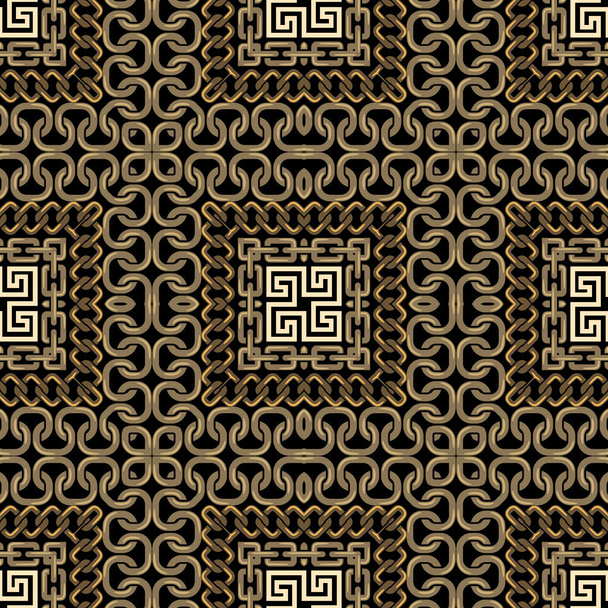 Chains seamless pattern. Ornamental trendy vector background. Modern patterned repeat plaid tartan backdrop. Intricate chains ornaments. Beautiful ornate design. Greek key, meanders. Endless texture. - Vetor, Imagem