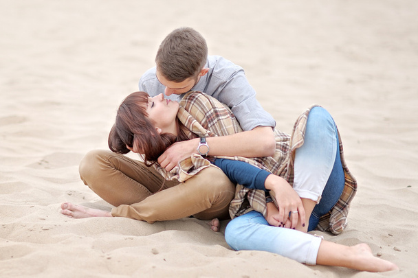 beautiful Couple in love on summer beach - Photo, image