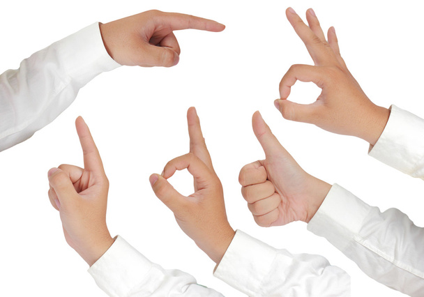 Handgesten isoliert auf weiß - Foto, Bild