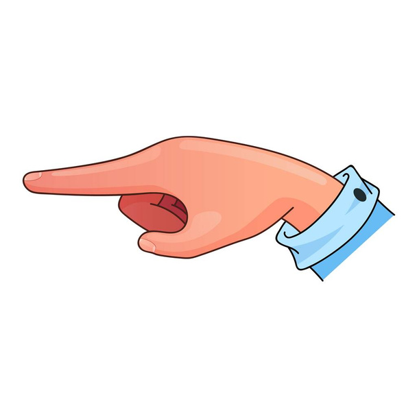 Zeigende Hand im Cartoon-Stil. Zeigefinger, Zeigefinger. Vektor-Illustration isoliert auf weißem Hintergrund. - Vektor, Bild
