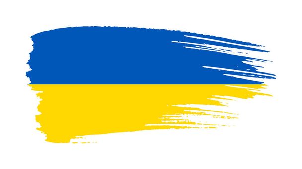 Ukrajinská národní vlajka v grunge stylu. Malovaný s kartáčovou vlajkou Ukrajiny. Vektorová ilustrace - Vektor, obrázek