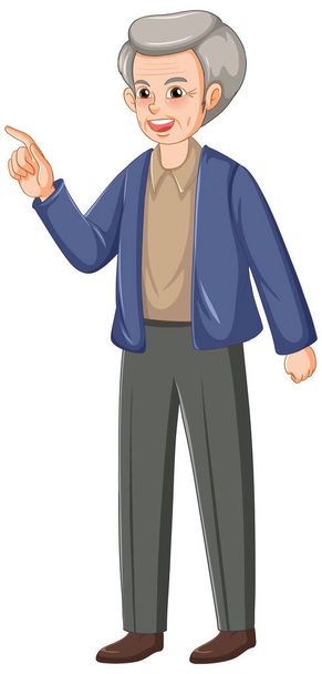 A male senior cartoon character illustration - Vector, Image