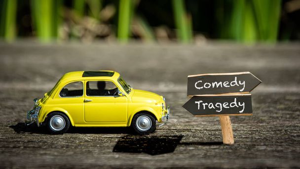 Street Sign the Direction Way to Comedy versus Tragedy - Φωτογραφία, εικόνα