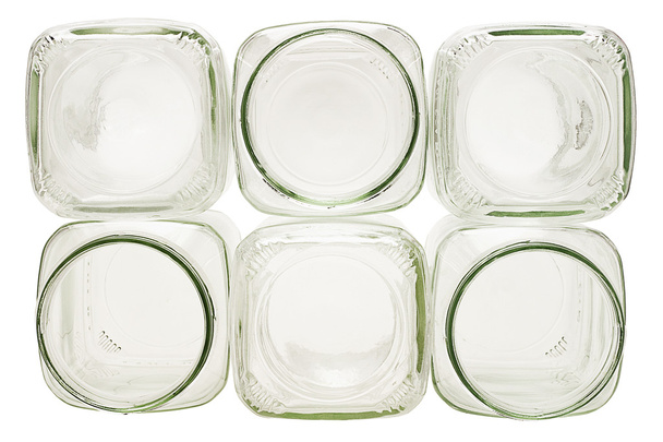 Pila de recipientes de vidrio vacíos
 - Foto, Imagen