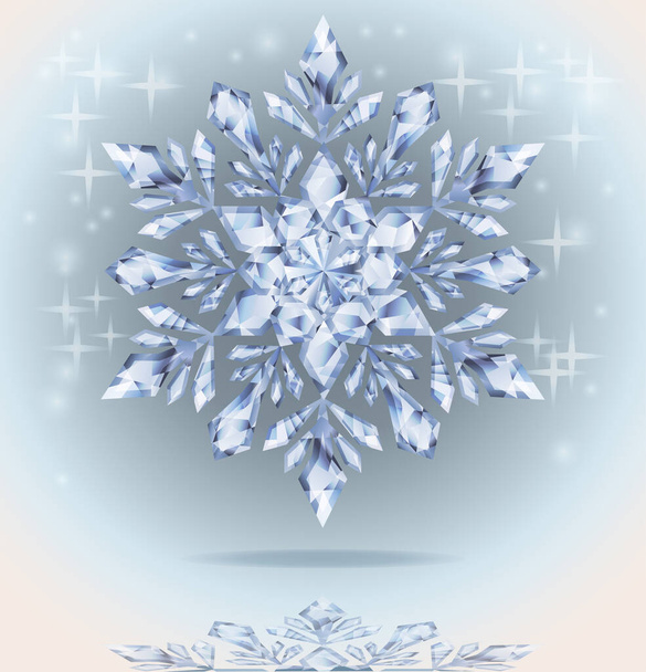 Precious brilliant diamond snowflake, vector illustration - Vektör, Görsel