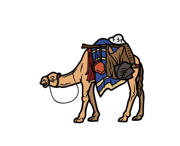 Velbloud vektor nebo ilustrace zvířata logo Kreslení 3d grafiky domácí zvířata volně žijících živočichů barevné jeden velbloud silueta karikatura charakter umění. - Vektor, obrázek