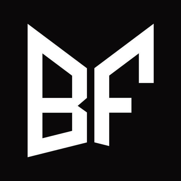 BF Logo tasarım şablonu siyah arkaplan üzerinde izole ayna kalkan şekli - Fotoğraf, Görsel