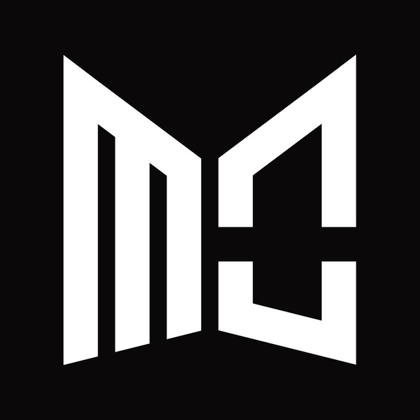 MO λογότυπο πρότυπο σχεδιασμού μονόγραμμα με το σχήμα ασπίδας καθρέφτη απομονώνονται σε μαύρο φόντο - Φωτογραφία, εικόνα