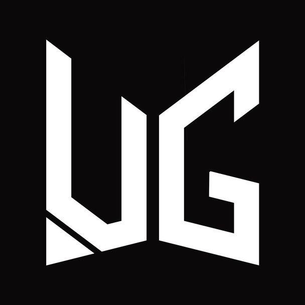 VG Logo monogramma modello di design con specchio forma dello schermo isolato su sfondo nero - Foto, immagini