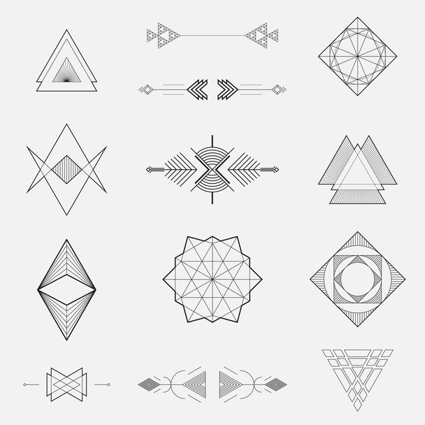 Geometriai alakzatok, háromszögek, tervezési sor beállítása - Vektor, kép