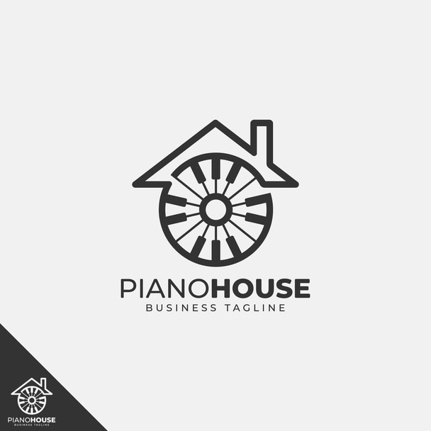 Piano house Logo - Music Education Logo - Vector, Image