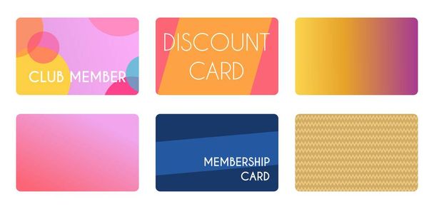 Set of loyalty card templates. Club member cards and discount cards. Vector illustration. - ベクター画像