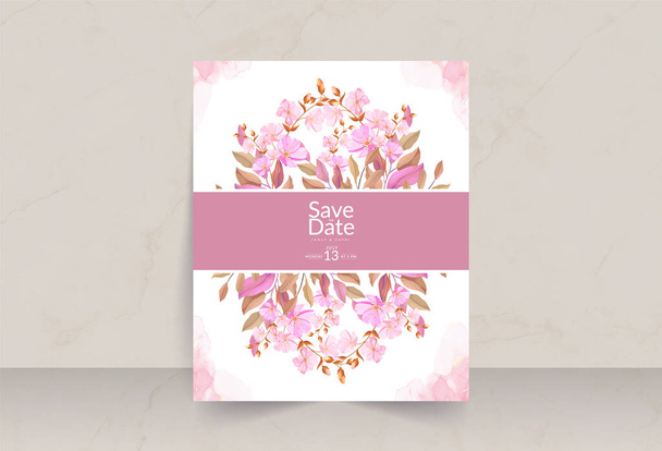 Ramo de flores rosa con fondo de acuarela ahumada guardar la tarjeta de fecha - Vector, Imagen