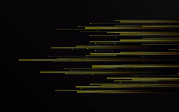 Abstraktes Goldlicht Linien Pipe Speed Zoom auf schwarzem Hintergrund Technologie Vector Illustration - Vektor, Bild