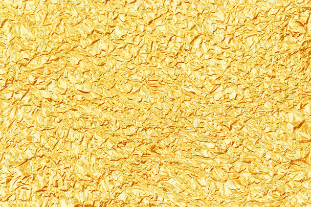 Shiny yellow leaf gold foil texture for background  - Foto, Imagem