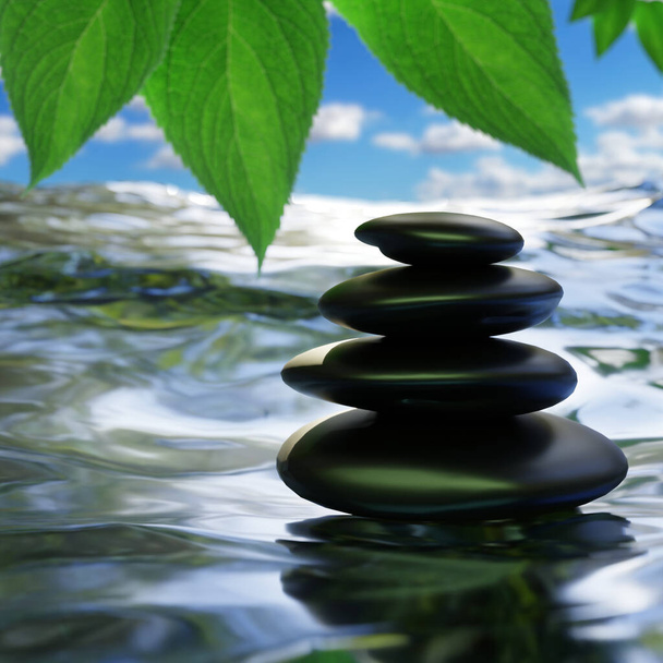 Zenové kameny v meditační zahradě - Fotografie, Obrázek