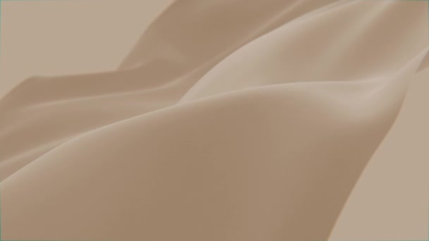 Astratto tenerezza beige marrone seta fondo lusso onda panno raso colore pastello tessuto. Acqua d'oro spruzzata d'onda liquida, texture fluida ondulata. Materiale svolazzante. Animazione 3D movimento carta da parati design - Filmati, video