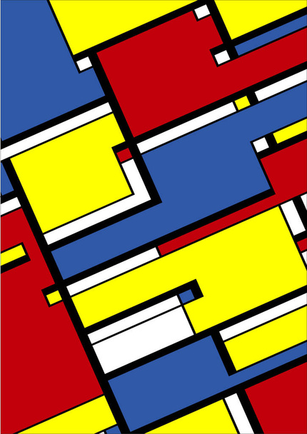 Astratto Bauhaus sfondo modello geometrico, cerchio vettoriale, triangolo, e linee quadrate colore art design. Colorato Bauhaus sfondo modello - Vettoriali, immagini