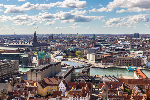 Aerial view of Copenhagen, Denmark in a sunny day - Photo, Image