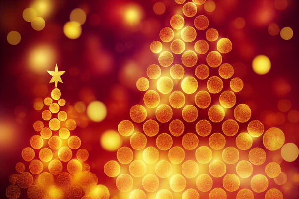 Red christmas background illustration - tree. Merry Christmas and Happy Holidays concept. - Valokuva, kuva