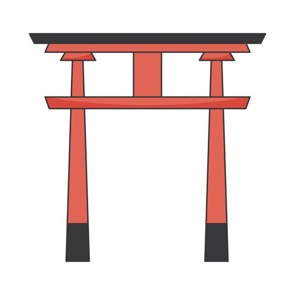 japońska kultura drewniana ikona łuku - Wektor, obraz