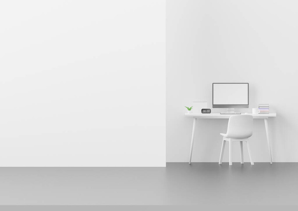ホームオフィス、コワーキングスペース、 3Dレンダリング - 写真・画像