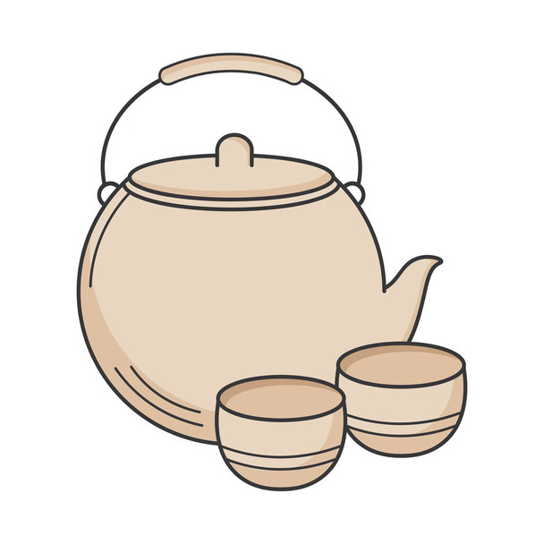 Japonská kultura čaj nádobí ikona - Vektor, obrázek