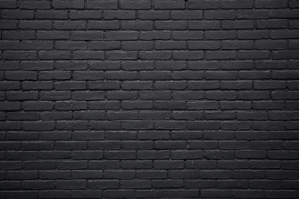 část z černého lakovaného cihlová zeď - Fotografie, Obrázek