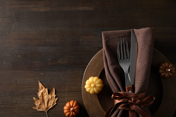 Concept of Thanksgiving day, Autumn table setting, space for text - Foto, immagini