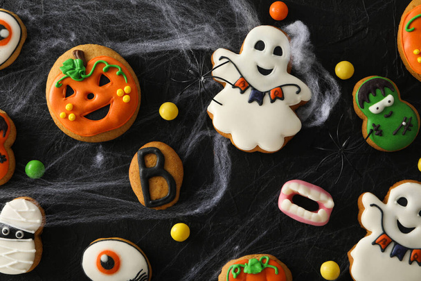 Concept of Halloween sweets, funny sweets, top view - Fotó, kép