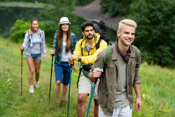 Hiking friends travel outdoor sport lifestyle concept - Fotografie, Obrázek
