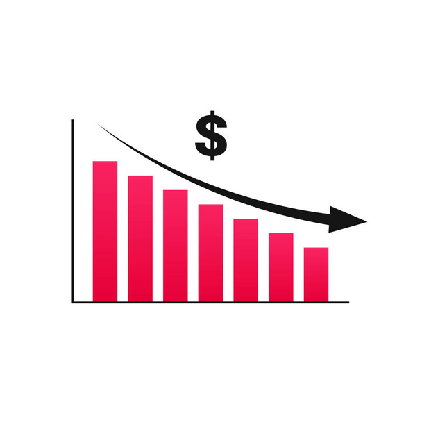 Graph of US dollar decrease value vector graphics - Vektör, Görsel
