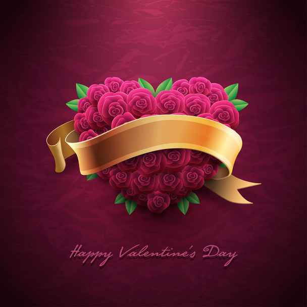 валентинка с розами
 - Вектор,изображение