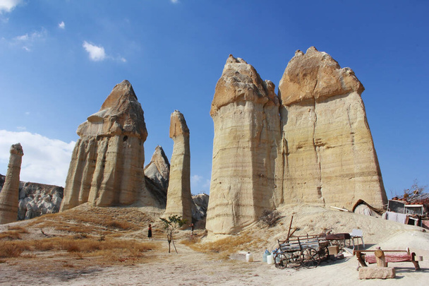 fantastic mountain landscape of the natural national park in Cappadocia Turkey - Photo, Image