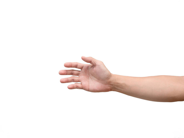 Skin of man hand isolated,Male arm white background - Photo, Image
