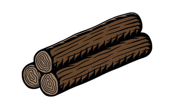 Vintage retro mechanic woodwork set of logs. Can be used like emblem, logo, badge, label. mark, poster or print. Monochrome Graphic Art. Vector Illustration. Hand drawn element in engraving style - Vector, afbeelding