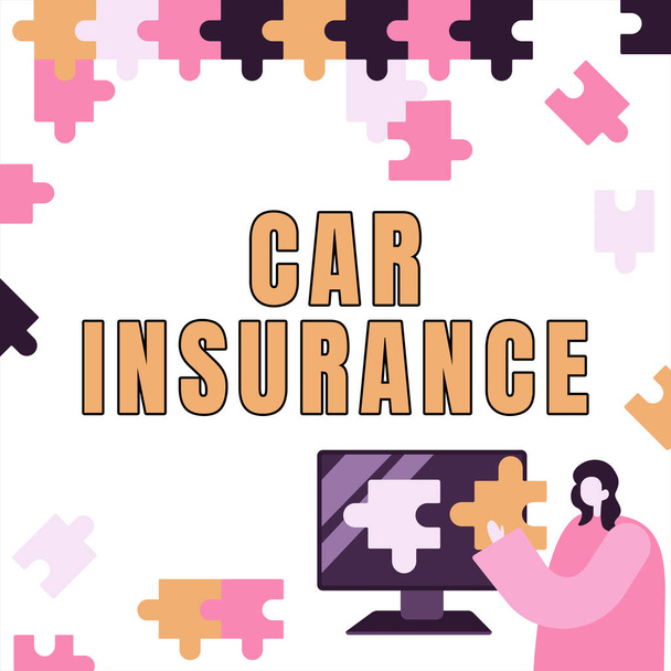 Текст, показывающий вдохновение Страхование автомобиля, бизнес-идея Покрытие несчастных случаев Комплексная политика Автомобильная гарантия - Фото, изображение