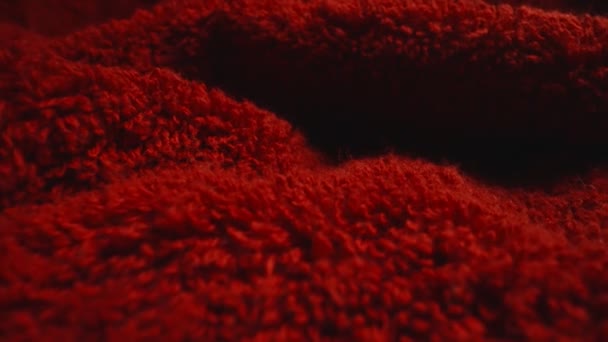 Textura červené měkké froté ručník textil. - Záběry, video