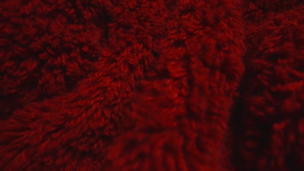 赤い柔らかいテリータオルの織物のテクスチャ. - 映像、動画