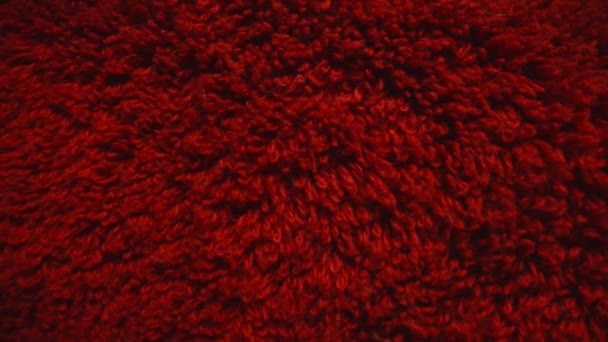 Textura červené měkké froté ručník textil. - Záběry, video