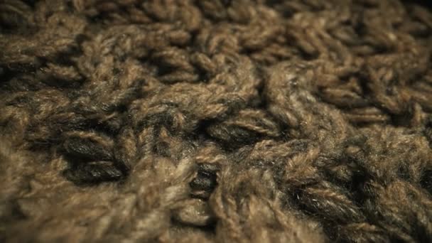 Knitted warm wool fabric texture. Close-up. - Footage, Video