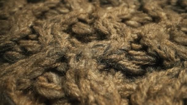 Knitted warm wool fabric texture. Close-up. - Footage, Video