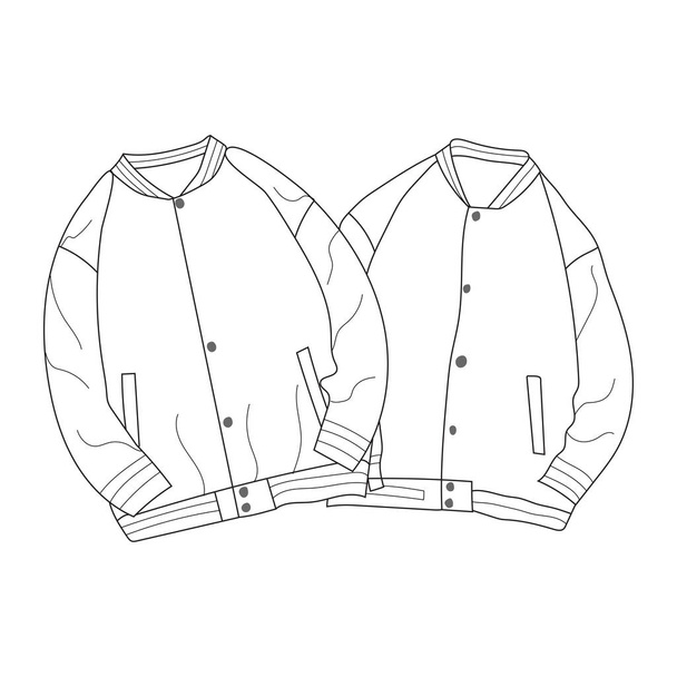 Jacket template design vector line art illustration - Vector, Image