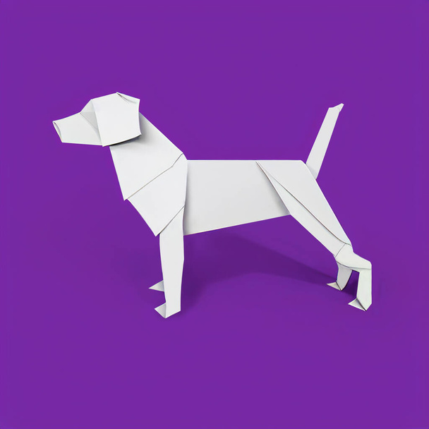 3D rendering of Pointer dog in paper origami style - Photo, Image