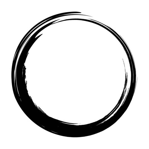 Grunge cirkel, grunge ronde vorm, grunge banner, grunge frame - penseelstreken. Op een witte achtergrond. Kolo - Foto, afbeelding