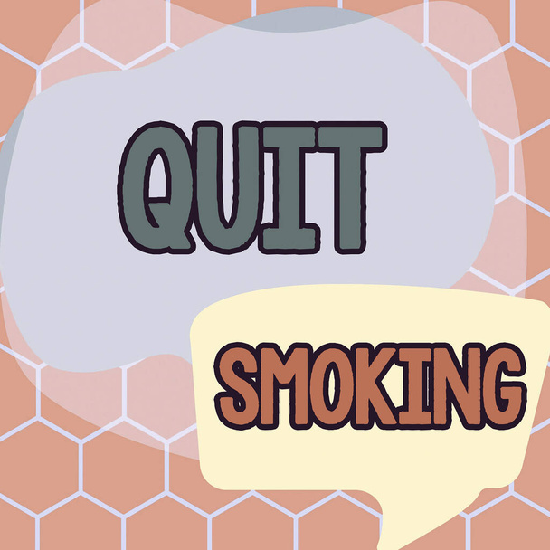 Tekst bijschrift presenteren Stoppen met roken, Internet Concept Stoppen of stoppen met het gebruik van tabaksverslaving - Foto, afbeelding