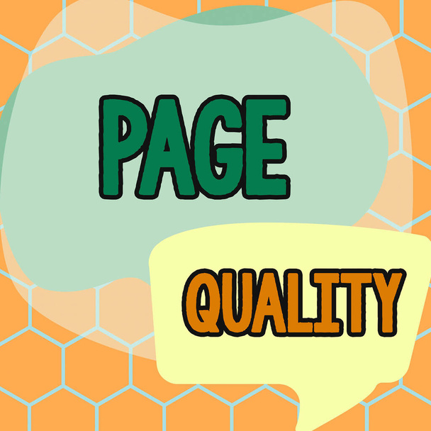 Inspiráló szöveg Page Quality, Conceptual photo A honlap hatékonysága megjelenés és funkció tekintetében - Fotó, kép