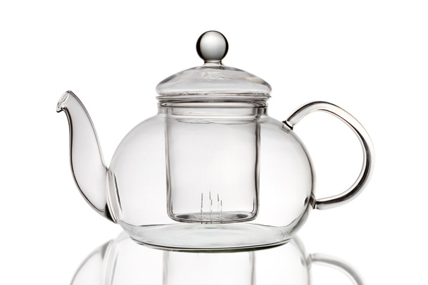 Üres üveg teáskanna fehér alapon - Fotó, kép