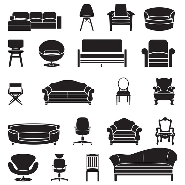 krzesło i kanapa wektor zestaw - Wektor, obraz